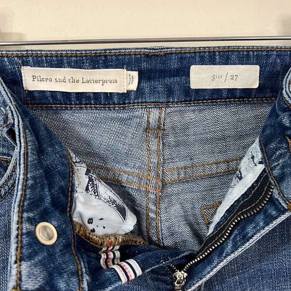 Pilcro and the Letterpress Flare Flounce Floral Hem Bell Bottom Jeans Size 27 - Picture 6 of 10